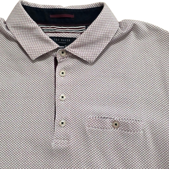 Ted Baker London Red and White Polo Shirt Casual Style Size 5 (Large) - Picture 3 of 6